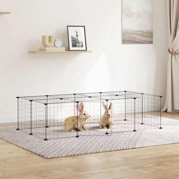 vidaXL Huisdierenkooi met deur 20 panelen 140x70x35 cm staal, Verzenden, Nieuw