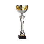 Trofee Zilver Smal Goud Detail, Verzenden, Nieuw, Feestartikel