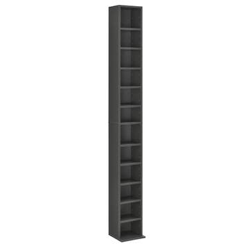 CD DVD kast Tynset vakkenkast met 12 vakken 175x20x20 donker, Verzenden, Nieuw