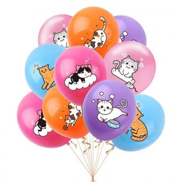 10 ballonnen Happy Cats met ballon lint, Dieren en Toebehoren, Ophalen of Verzenden, Nieuw