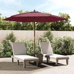 vidaXL Parasol met houten paal 299x240 cm bordeauxrood, Verzenden, Nieuw, 2 tot 3 meter