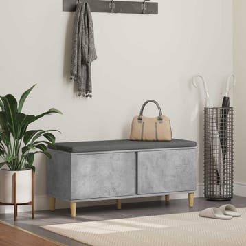 vidaXL Halbank met kussen met opslag Beton Grijs 100 x 38 x, Verzenden, Nieuw