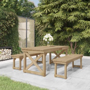vidaXL 3-delige Tuinset geïmpregneerd massief grenenhout, Tuin en Terras, Verzenden, Nieuw, Tuinset