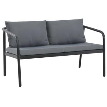 vidaXL Tuinbank tweezits met kussens aluminium grijs, Verzenden, Nieuw, Overige materialen