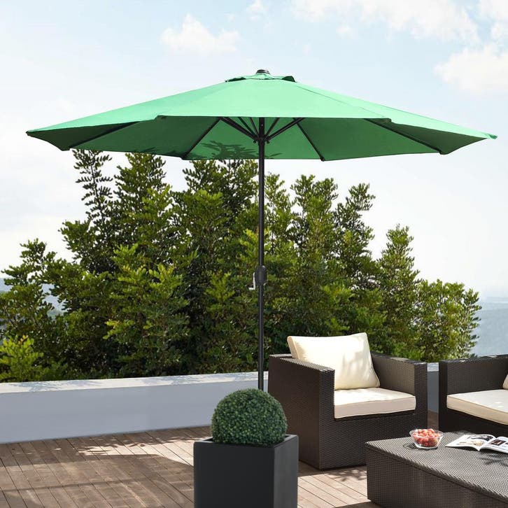 Parasol Budapest tuinparasol met zwengel Ø300 cm groen casa., Tuin en Terras, Zonneschermen, Verzenden