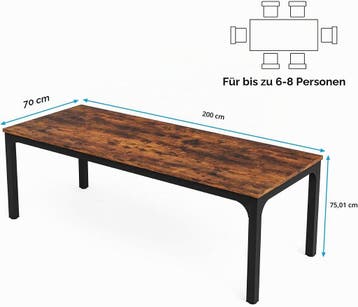 Tribesigns Eettafel, industriële keukentafel voor 6 - 8 pers, Verzenden, Zo goed als nieuw