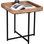 Bijzettafel - Livion Jayjay - Houten blad - Vierkant - Zwart, Huis en Inrichting, Tafels | Eettafels, Ophalen of Verzenden, Nieuw
