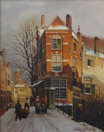 Willem Heijkoop (1942) - Stadsgezicht van Woerden in de