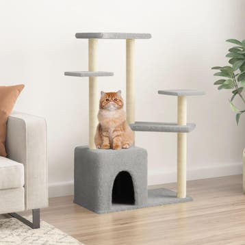 vidaXL Kattenmeubel met sisal krabpalen 107,5 cm lichtgrijs, Verzenden, Nieuw