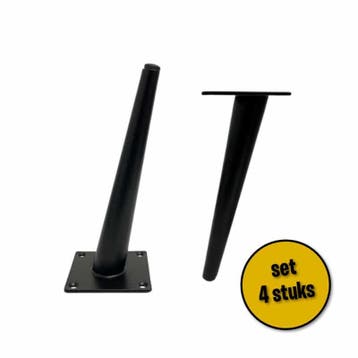 4 stuks schuine stalen pootjes 15cm zwart, Ophalen of Verzenden, Nieuw