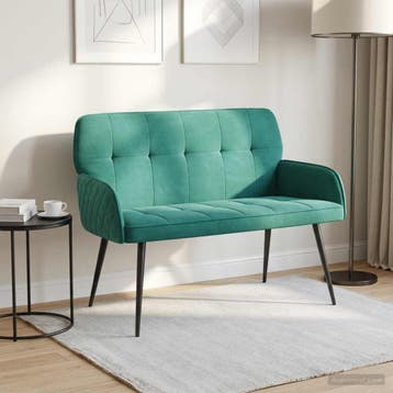 vidaXL 2-zitsbank met metalen poten 2-zits Turquoise fluweel, Verzenden, Minder dan 150 cm, Stof, Nieuw