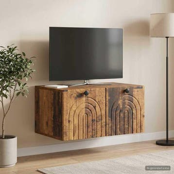 vidaXL Wandbeugel TV-kast Oud hout 59,5 x 41 x 30 cm Bewerkt, Huis en Inrichting, Kasten | Televisiemeubels, Minder dan 50 cm
