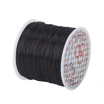 1 rol Crystal Tec plat elastiek 0,8mm zwart c.a. 60 meter..., Ophalen of Verzenden, Nieuw, Kraal