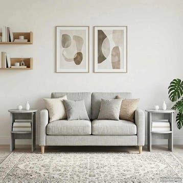 vidaXL Bijzetkast 2 pcs Beton Grijs Ø40 x 50 cm, Verzenden, Nieuw, Overige houtsoorten, Minder dan 100 cm