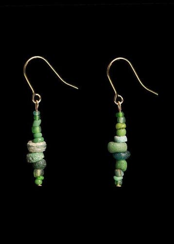 Oud-Romeins Groen Glas Kralenoorbellen (Zonder minimumprijs)