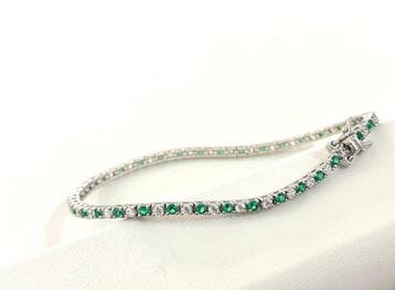 Zonder minimumprijs - Armband Zilver - 1.50ct. tw. Smaragd -, Nieuw