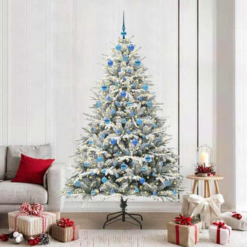 vidaXL Artificial Pre-lit Kerstboom met Ballenset Groen 210, Diversen, Kerst, Verzenden, Nieuw