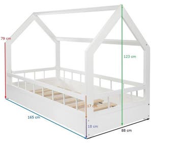 Veilig Kinderbed Grenenhout Wit | A-kwaliteit | Beste Prijs, Nieuw, 70 tot 85 cm, Lattenbodem, 140 tot 160 cm
