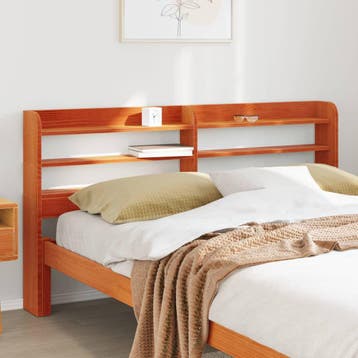 vidaXL Hoofdbord met schappen 160 cm massief grenenhout, Verzenden, Nieuw, Bruin, Hout