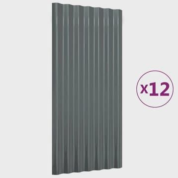 Dakplaten 12 stuks Gegalvaniseerd Staal Antraciet 80x36 cm, Doe-het-zelf en Verbouw, Dakpannen en Dakbedekking, Verzenden, Nieuw