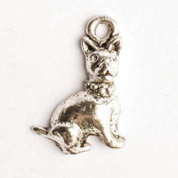 6 x Bedel hond 18 x 12 mm – oogje 1,5 mm – zilverkleur, Ophalen of Verzenden, Nieuw, Bedel