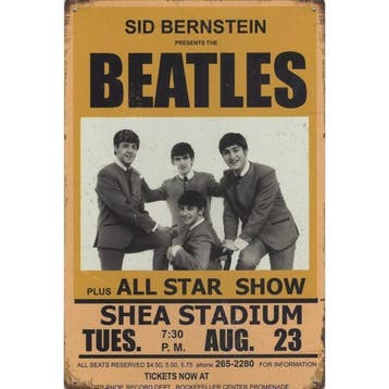 Concert Bord - Beatles Shea Stadium New York 1966, Ophalen of Verzenden, Nieuw, Poster, Artwork of Schilderij