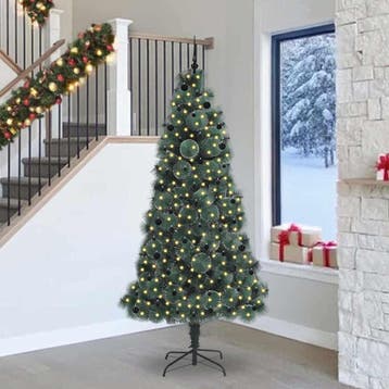 vidaXL Kunstmatige Voorverlichte Kerstboom met Bolset Groen, Verzenden, Nieuw