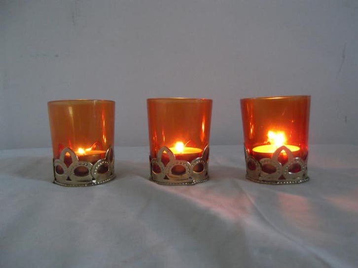 Set van 3 waxinelichthouders (Cadeau artikelen), Huis en Inrichting, Woonaccessoires | Kandelaars en Kaarsen, Nieuw, Ophalen of Verzenden