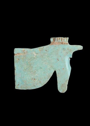 Oud-Egyptisch Opaak blauw glas Grote Wedjat-amulet (Zonder, Antiek en Kunst