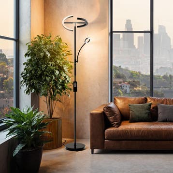 Vloerlamp Auralis LED 20W, leeslamp, dimbaar - zwart, Huis en Inrichting, Verzenden, Nieuw
