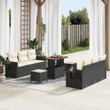 vidaXL Tuin Sofa Set Zwart poly rattan, Verzenden, Nieuw, Rotan