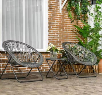 3-delige Balkonset met Tafel – Rotanlook Tuinmeubelen, Tuin en Terras, Verzenden, Nieuw, Rotan