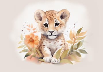 Baby jungledieren behang Kleine Leeuw Luipaard Koala Olifant, Verzenden, Nieuw, Wanddecoratie