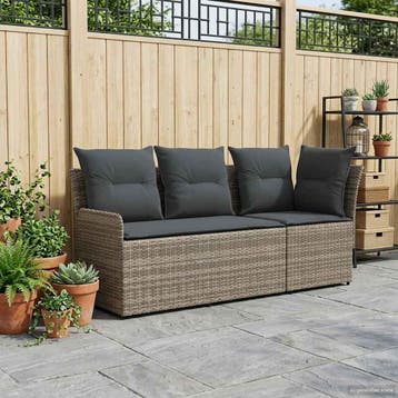 vidaXL 2 st Tuinstoel met Armleuning en Hoekbank PE Rattan, Verzenden, Nieuw, Rotan, 2 zitplaatsen