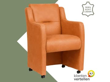 Leren eetkamerstoel Mass - Kenia Rost (oranje) - Zonder, Eigentijds, Modern, Overige kleuren, Nieuw, Leer