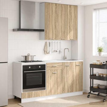 vidaXL Keukenblok LYON 5 st Sonoma Eiken Bewerkt hout, Verzenden, Nieuw, Bruin