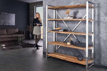 Massief houten plank BARRACUDA 185cm bruin teakhout zilver, Ophalen of Verzenden, Nieuw