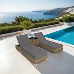 2 rotan ligstoelen met aluminium frame en tafel, inclusief b, Verzenden, Nieuw