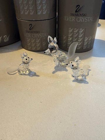 Swarovski - Figuur - Swarvoski vossen familie (3) - Kristal