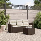 vidaXL 4-delige Loungeset met kussens poly rattan bruin, Tuin en Terras, Tuinsets en Loungesets, Verzenden, Nieuw, Rotan, Loungeset