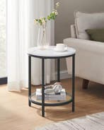 Moderne Bijzettafel met Marmerlook en Gehard Glas - Nieuw, Huis en Inrichting, Verzenden, Nieuw, Rond