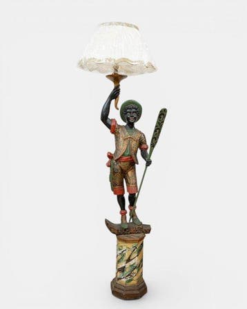 Candelabra vloerlamp - Polychroom hout, Antiek en Kunst