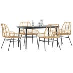 vidaXL 5-delige Tuinset poly rattan glas bruin, Verzenden, Nieuw, 4 zitplaatsen, Tuinset