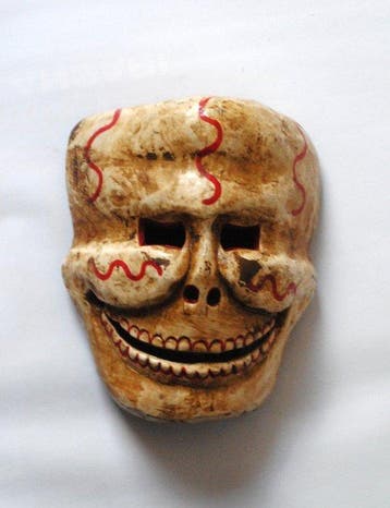 Oud masker doodshoofd Citipati originele uitvoering sjamaan