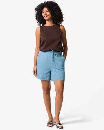 HEMA Dames korte broek Lila tencel middenblauw, Verzenden, Nieuw