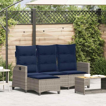 vidaXL Verstelbare tuinbank met kussens L-vormig poly rattan, Verzenden, Nieuw
