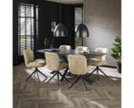Eettafel Marquina Deens ovaal melamine 215 cm - marmerlook, Huis en Inrichting, Tafels | Eettafels, Ophalen of Verzenden, Nieuw