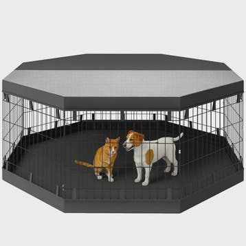 PawHut Opvouwbare Hondenren Binnen - 8 Panel, Met Deur & Dak, Verzenden, Nieuw