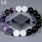 Charoite, zwarte onyx en maansteen armband – kralen van 10,5