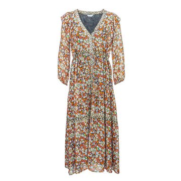 Frogbox • maxi bloemen jurk • 36, Kleding | Dames, Princess goes Hollywood, Verzenden, Nieuw, Oranje